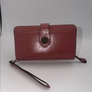 Sole Society Rose Leather Wristlet Clutch